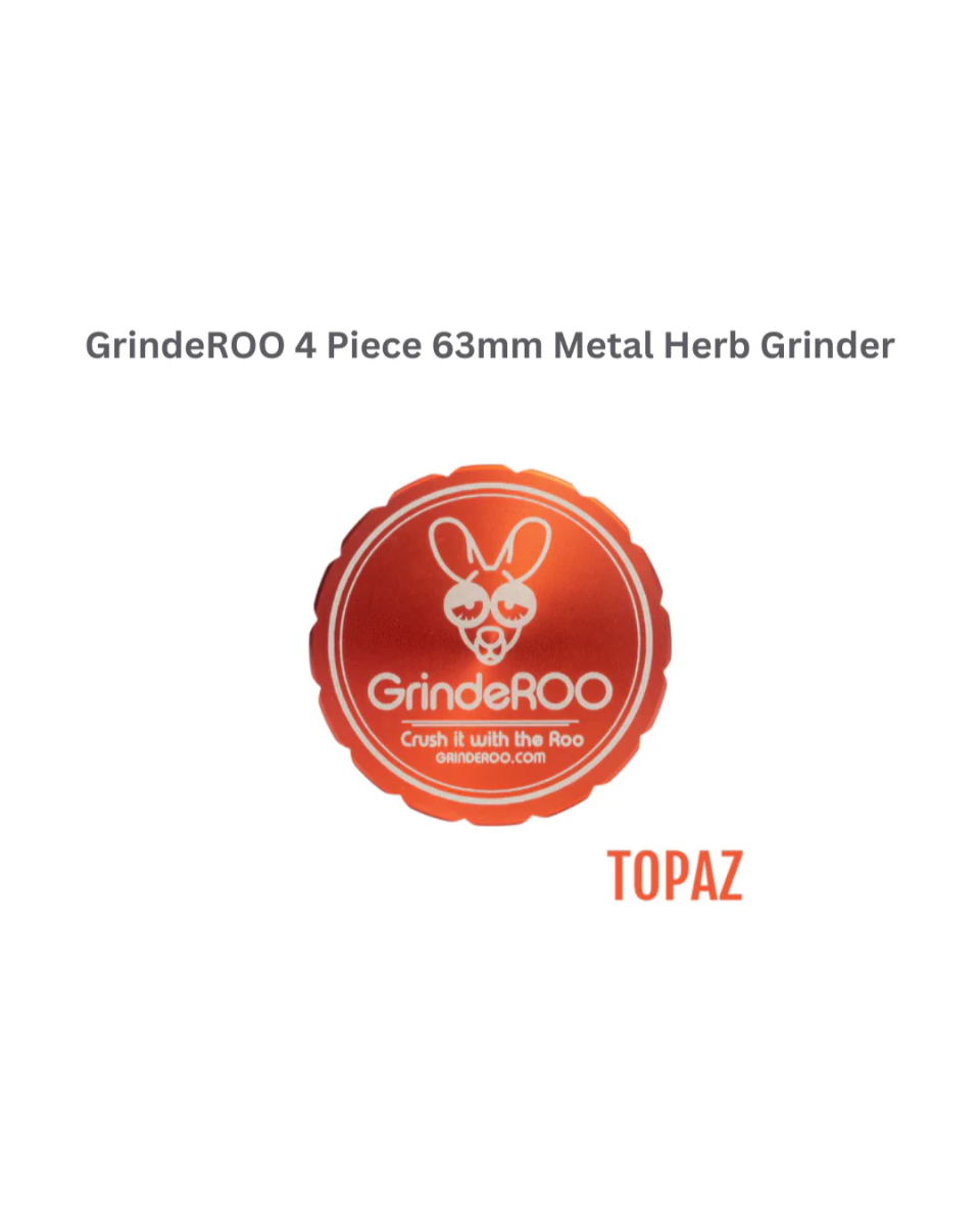 GrindeROO 4 Piece 63mm Metal Herb Grinder - TOPAZ