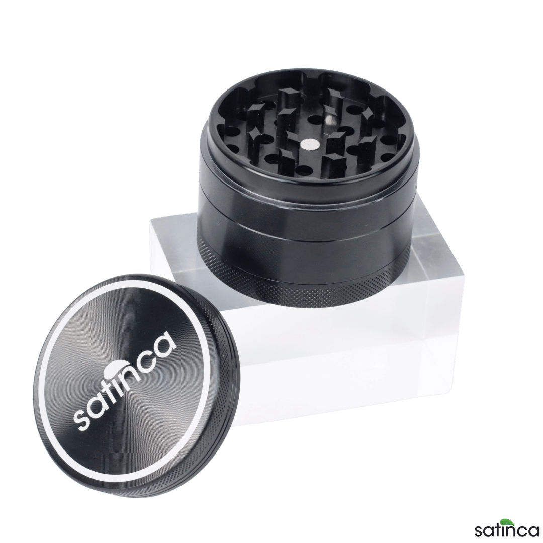SATINCA 4 Piece 62mm Metal Herb Grinder - BLACK