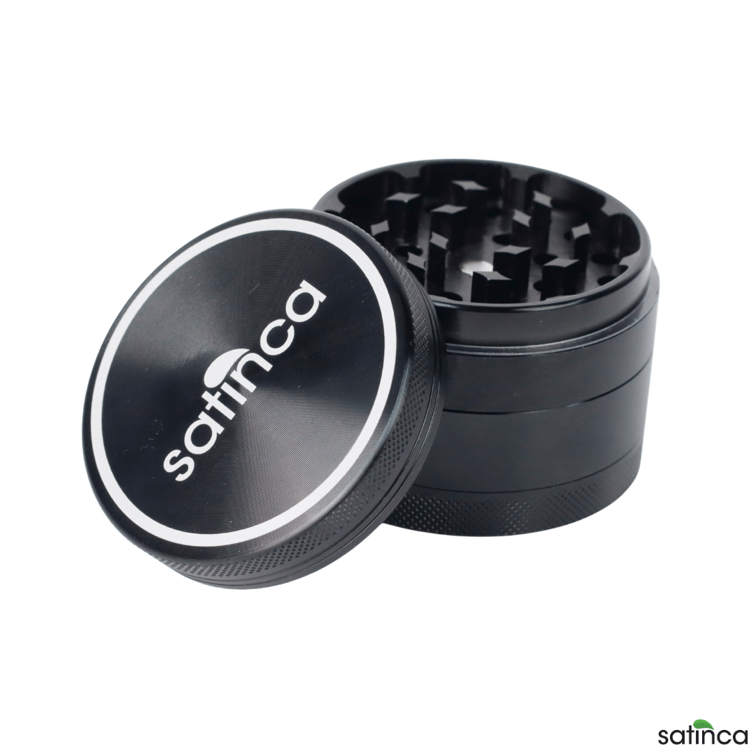 SATINCA 4 Piece 62mm Metal Herb Grinder - BLACK